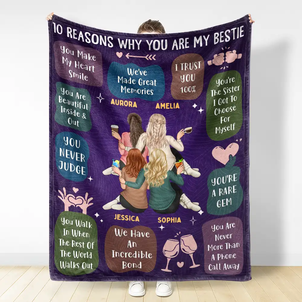 10 Reasons Why You Are My Bestie Backside - Personalized Fleece Blanket, Sherpa Blanket - Image 3