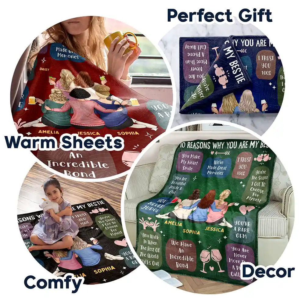 10 Reasons Why You Are My Bestie Backside - Personalized Fleece Blanket, Sherpa Blanket - Image 7