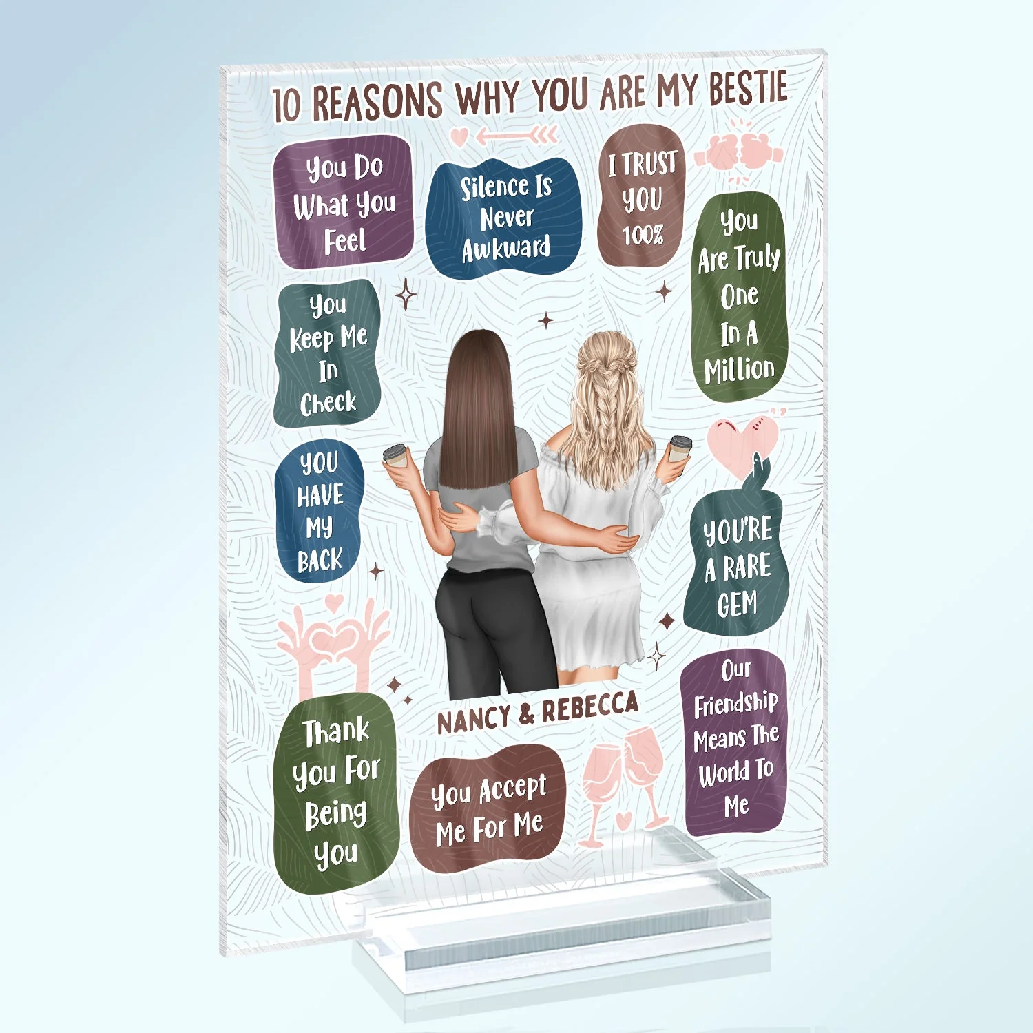 10 Reasons Why You Are My Bestie - Holiday, Birthday, Loving Gift For Friends, Colleagues - Personalized Vertical Rectangle Acrylic Plaque - Image 3