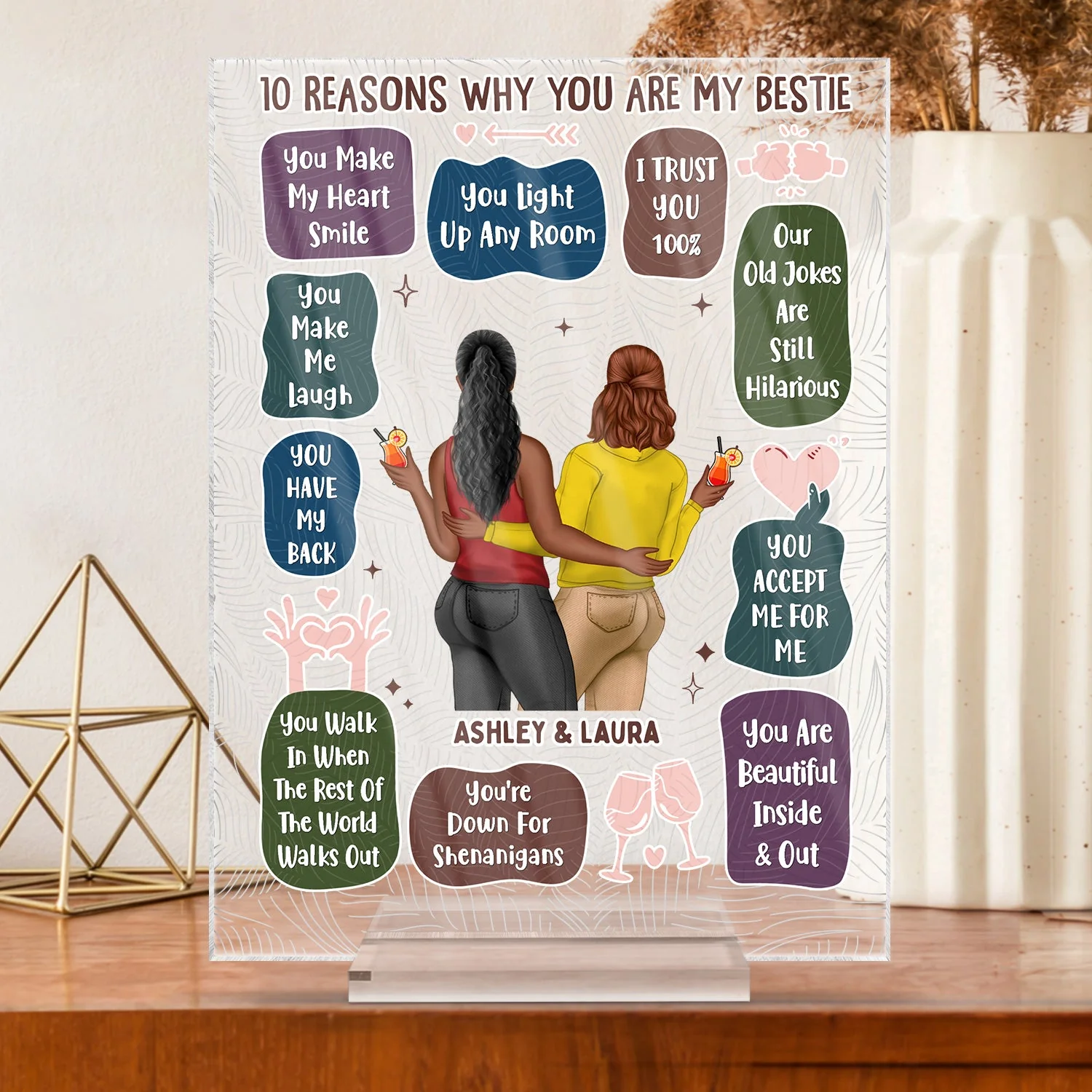 10 Reasons Why You Are My Bestie - Holiday, Birthday, Loving Gift For Friends, Colleagues - Personalized Vertical Rectangle Acrylic Plaque - Image 4