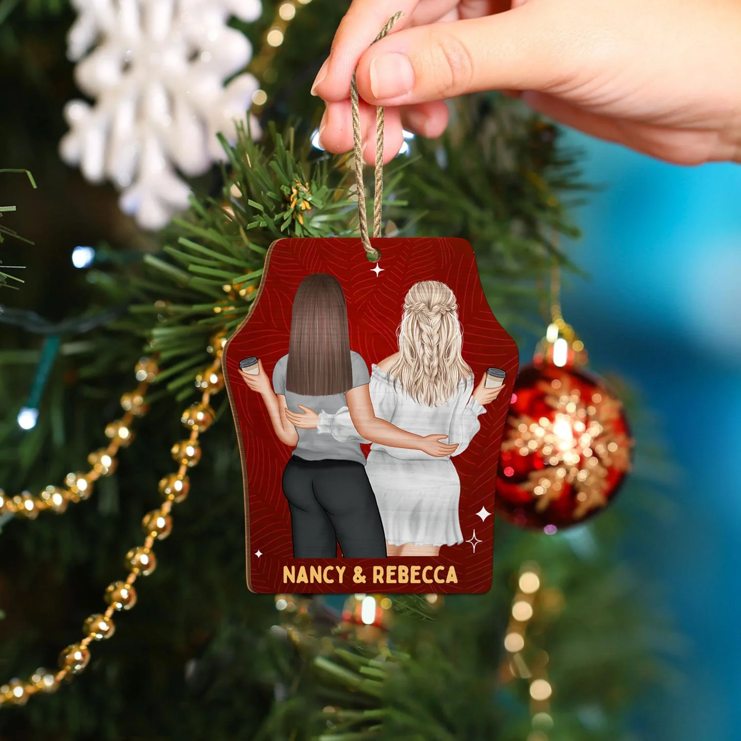 10 Reasons Why You Are My Bestie - Holiday, Birthday, Loving Gift For Friends, Colleagues - Personalized Wooden Card With Pop Out Ornament - Image 3
