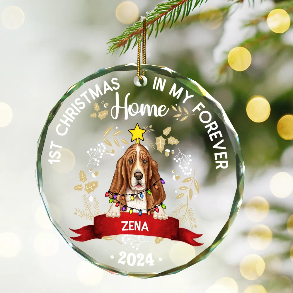 1st Christmas In My Forever Home - Personalized Circle Glass Ornament - Image 2