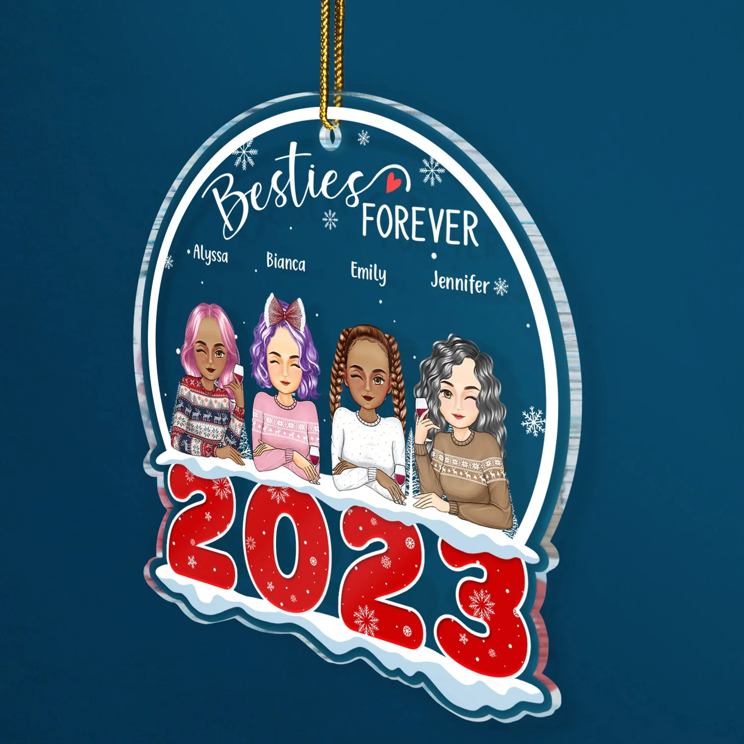 2023 Besties Forever - Christmas Gift For BFF Best Friends, Sisters, Siblings - Personalized Custom Shaped Acrylic Ornament - Image 2