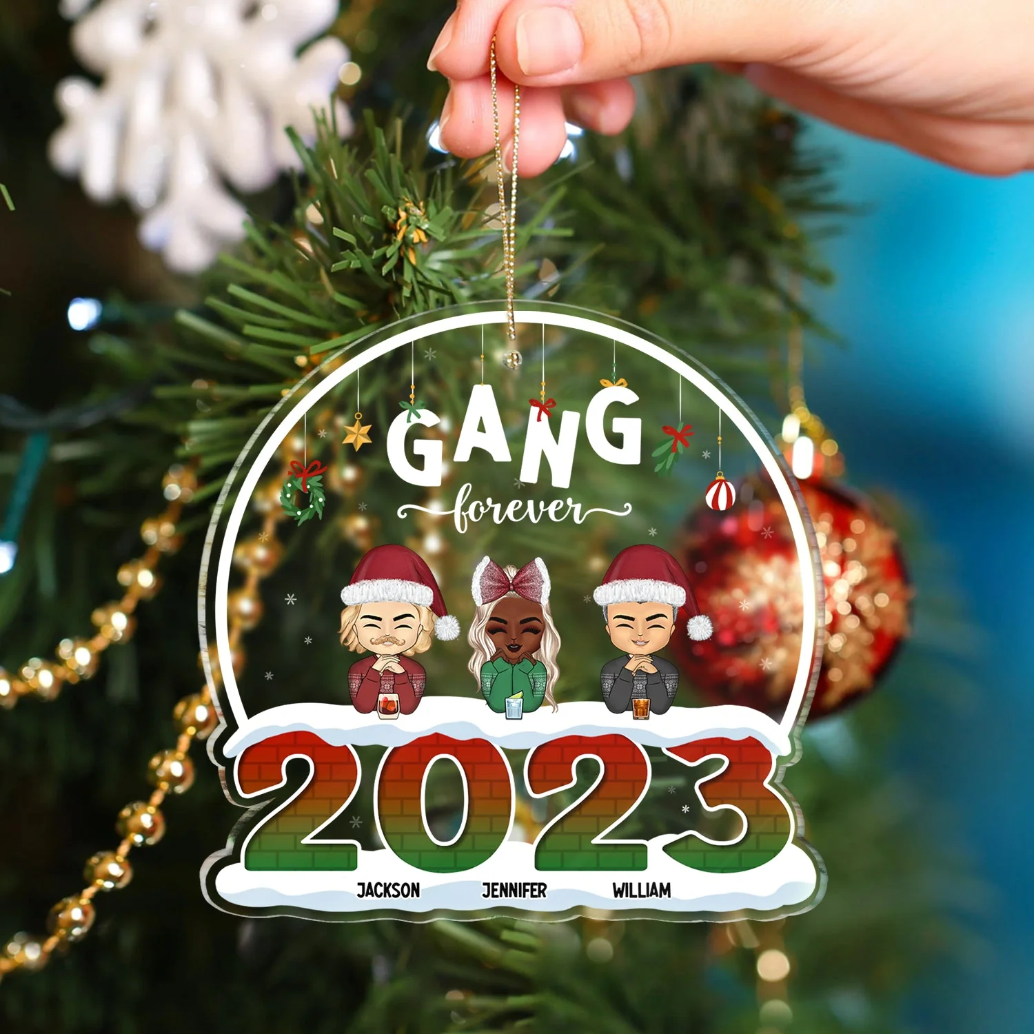 2023 Besties Siblings Forever - Personalized Custom Shaped Acrylic Ornament - Image 4