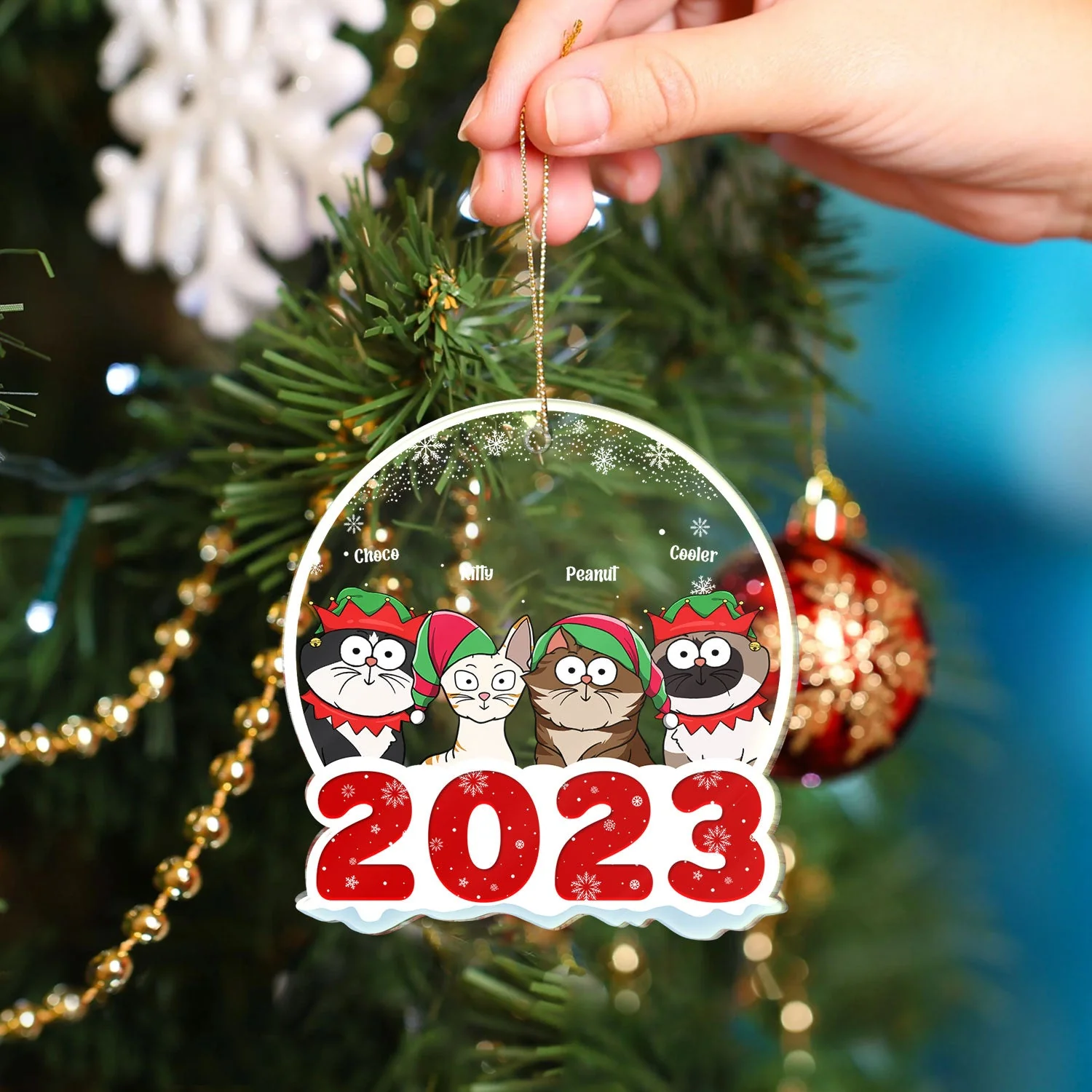 2023 Cartoon Cats - Christmas Gift For Cat Lovers - Personalized Custom Shaped Acrylic Ornament - Image 4