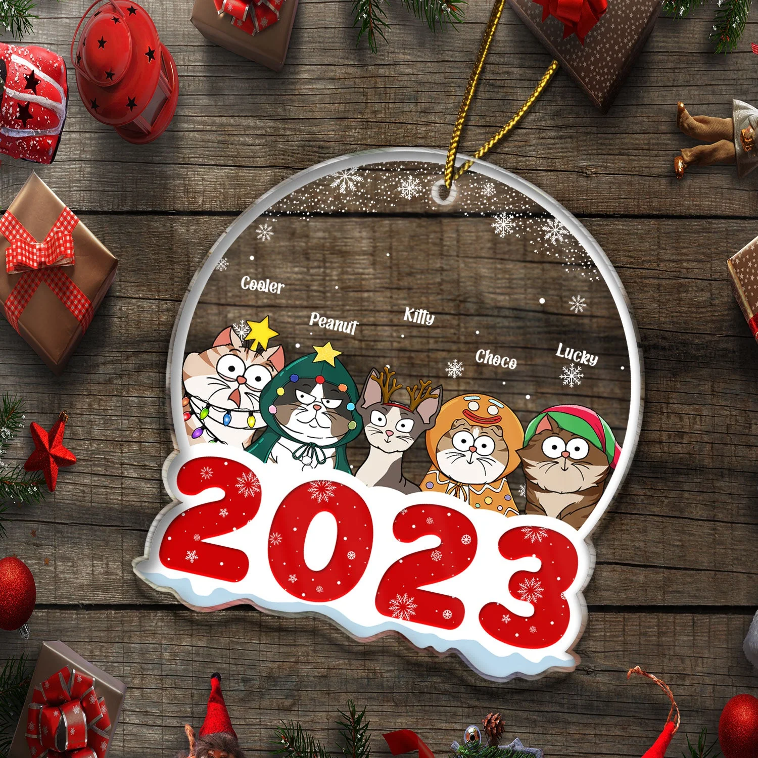 2023 Cartoon Cats - Christmas Gift For Cat Lovers - Personalized Custom Shaped Acrylic Ornament - Image 5