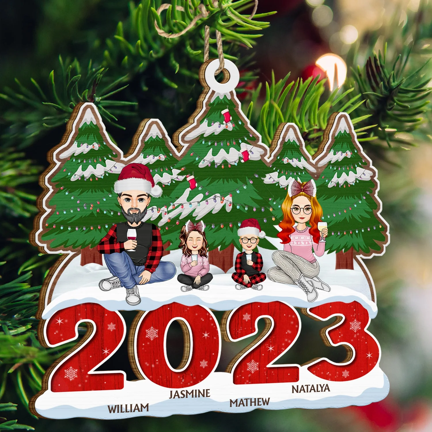 2023 Christmas Gift For Family - Personalized Wooden Cutout Ornament - Image 3