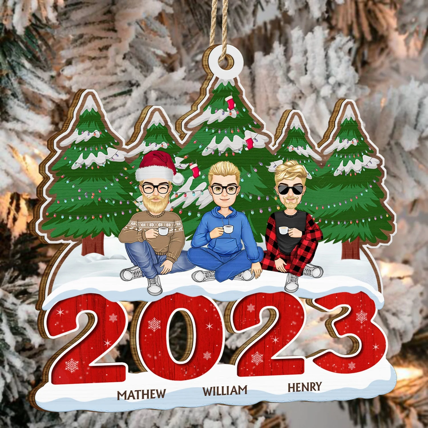 2023 Christmas Gift For Siblings And Besties - Personalized Wooden Cutout Ornament - Image 4