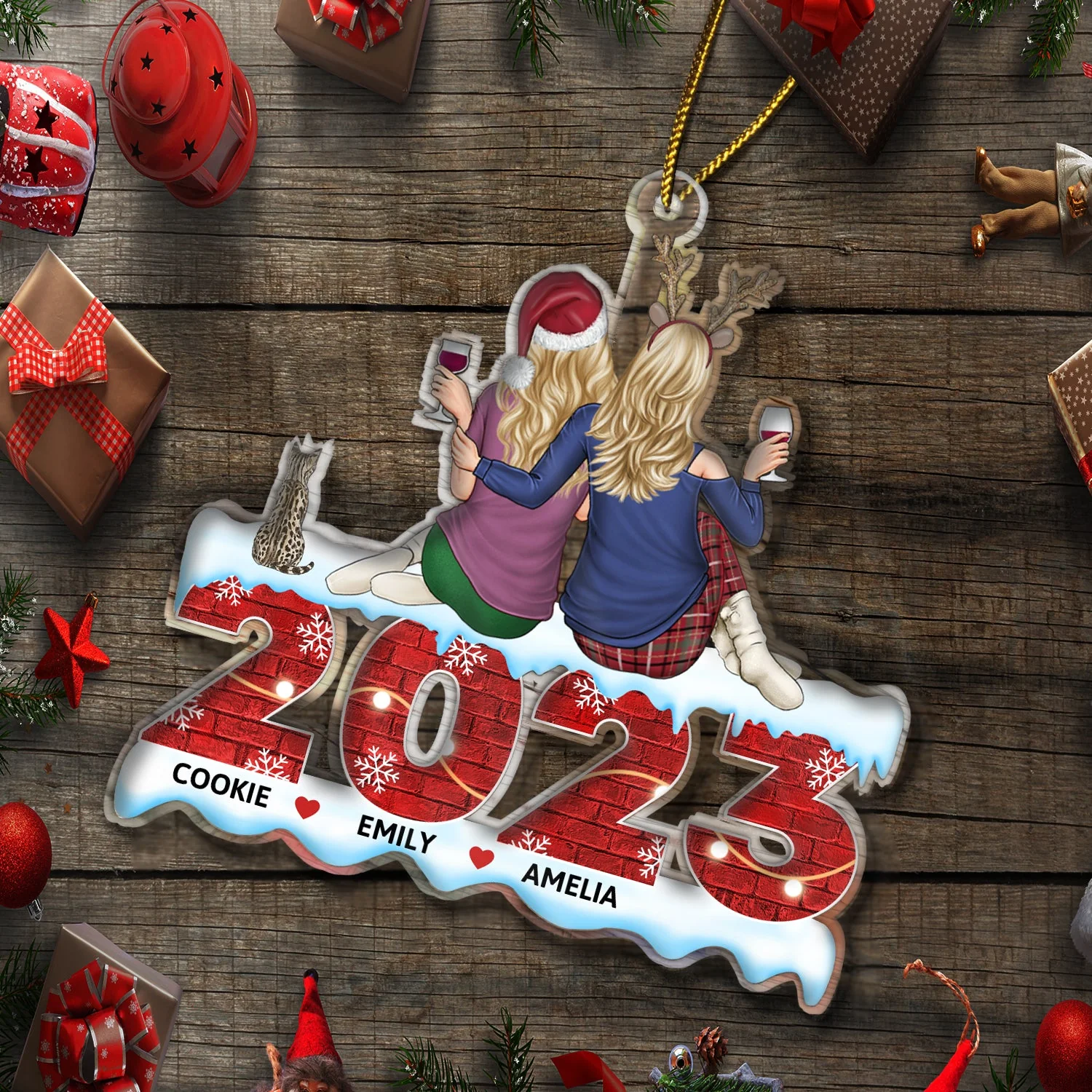 2023 Family - Christmas Gift For Couples, Dog Lovers, Cat Lovers, Pet Lovers - Personalized Cutout Acrylic Ornament - Image 6
