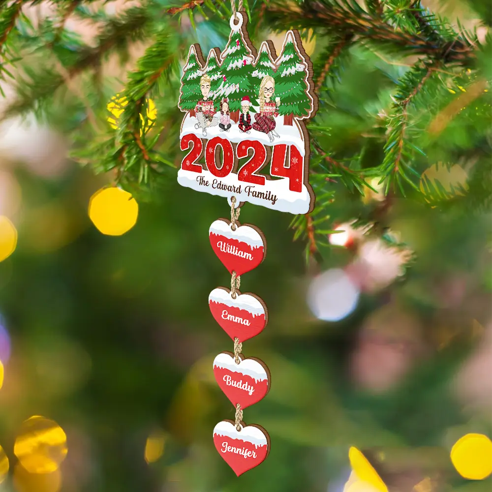2024 Christmas A Whole Lot Of Love - Personalized Wooden Ornament With Wooden Tag - Image 4