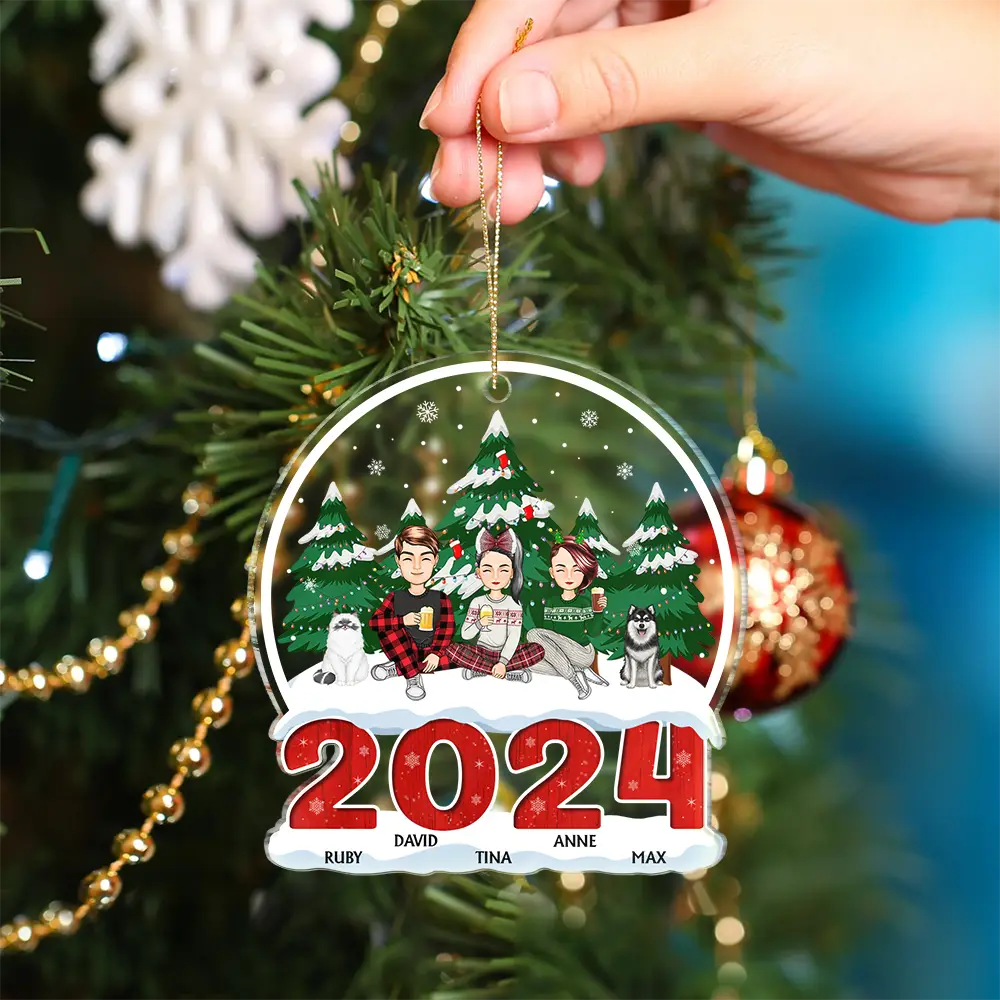 2024 Christmas Family A Whole Lot Of Love - Personalized Custom Shaped Acrylic Ornament - Image 4