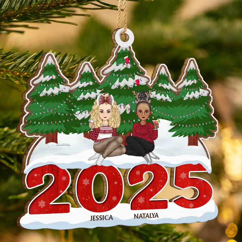 2025 Christmas Family A Whole Lot Of Love - Personalized Wooden Cutout Ornament - Image 3