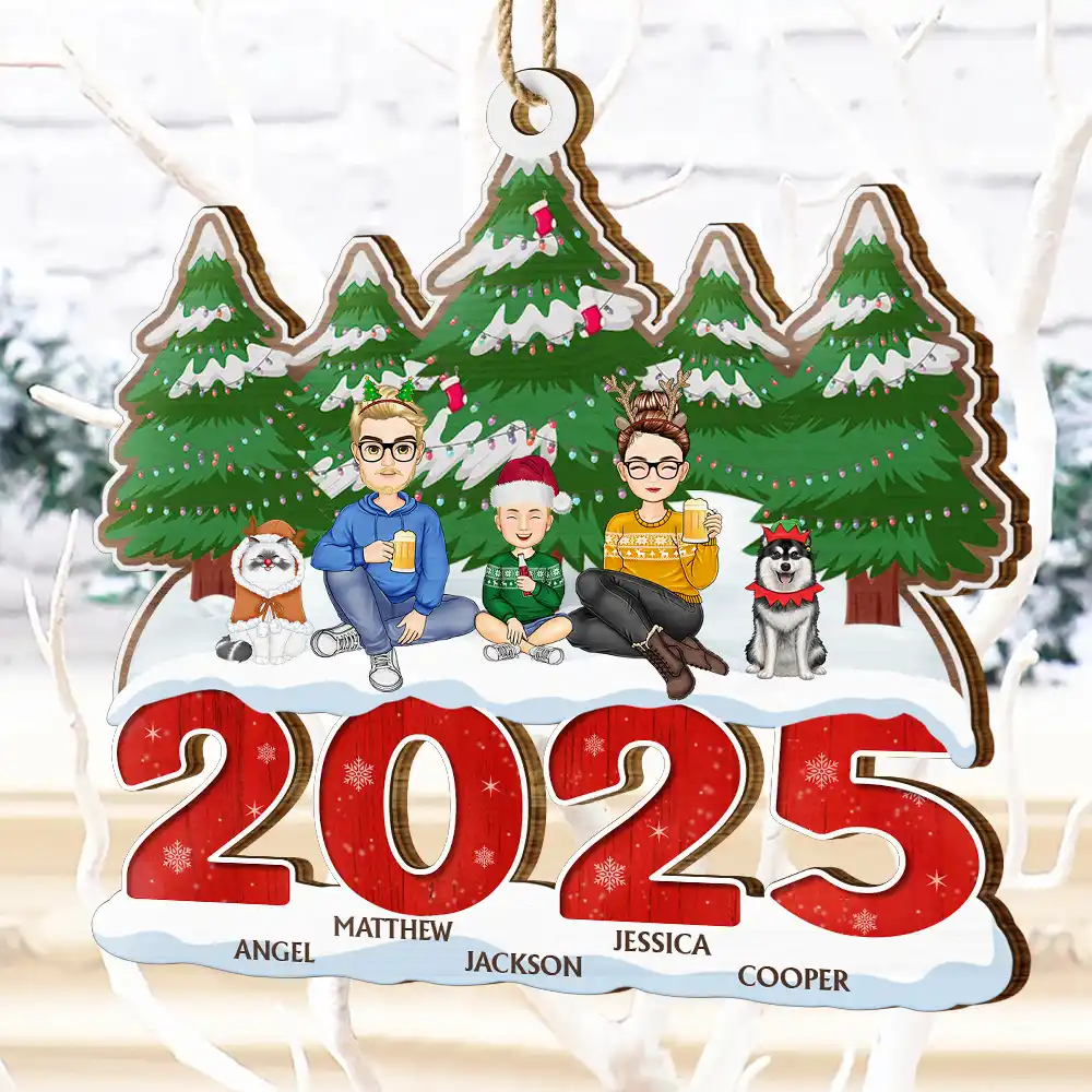 2025 Christmas Family A Whole Lot Of Love - Personalized Wooden Cutout Ornament - Image 4