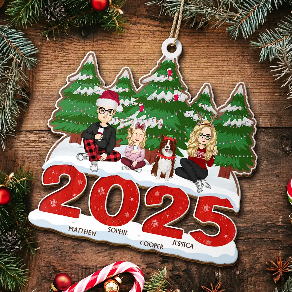 2025 Christmas Family A Whole Lot Of Love - Personalized Wooden Cutout Ornament - Image 5