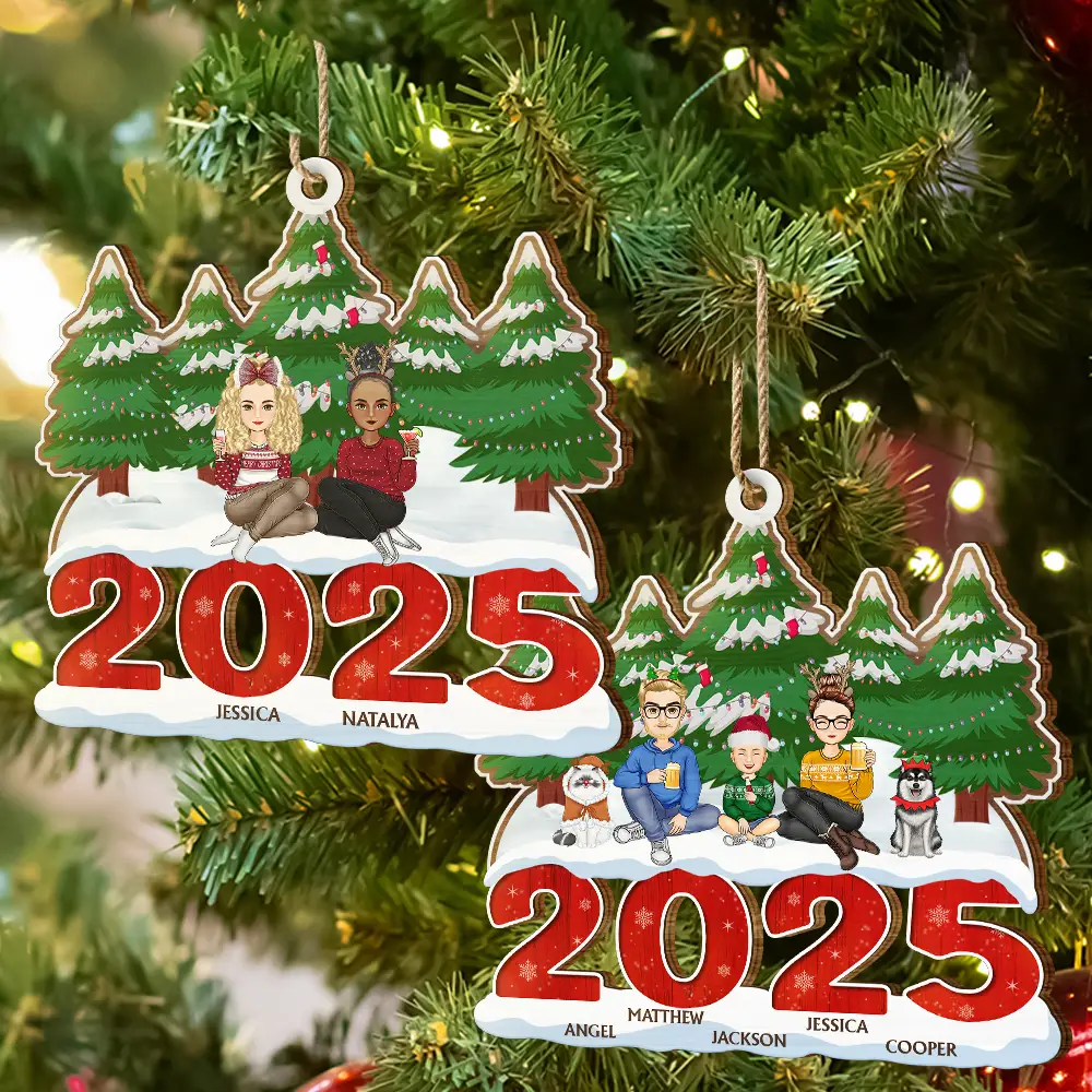 2025 Christmas Family A Whole Lot Of Love - Personalized Wooden Cutout Ornament - Image 6
