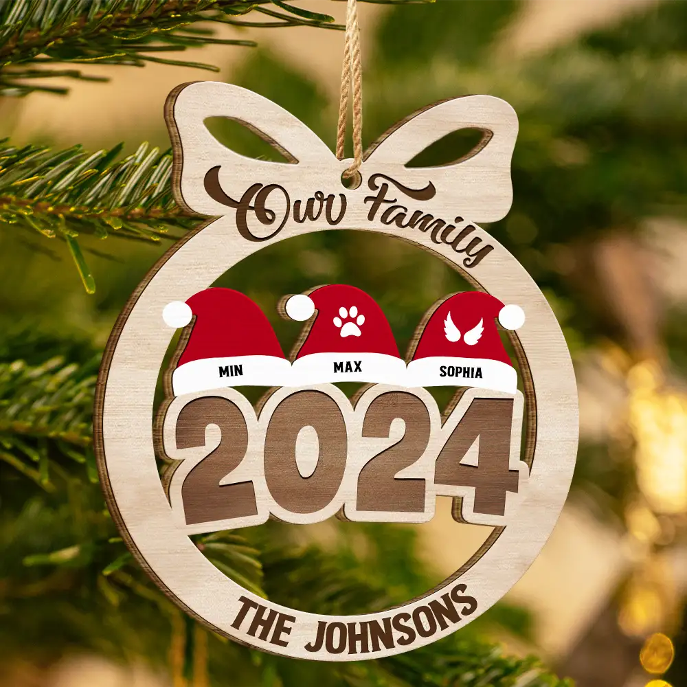 2024 Christmas Our Family - Personalized Wooden Cutout Ornament - Image 3