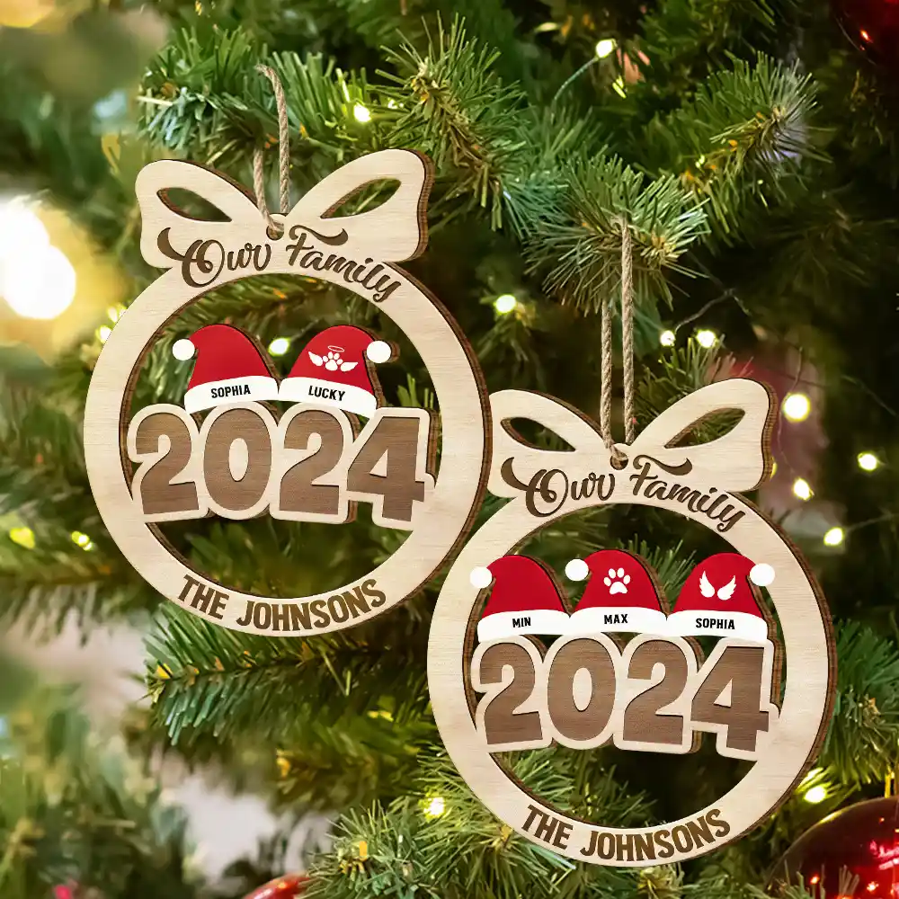 2024 Christmas Our Family - Personalized Wooden Cutout Ornament - Image 6