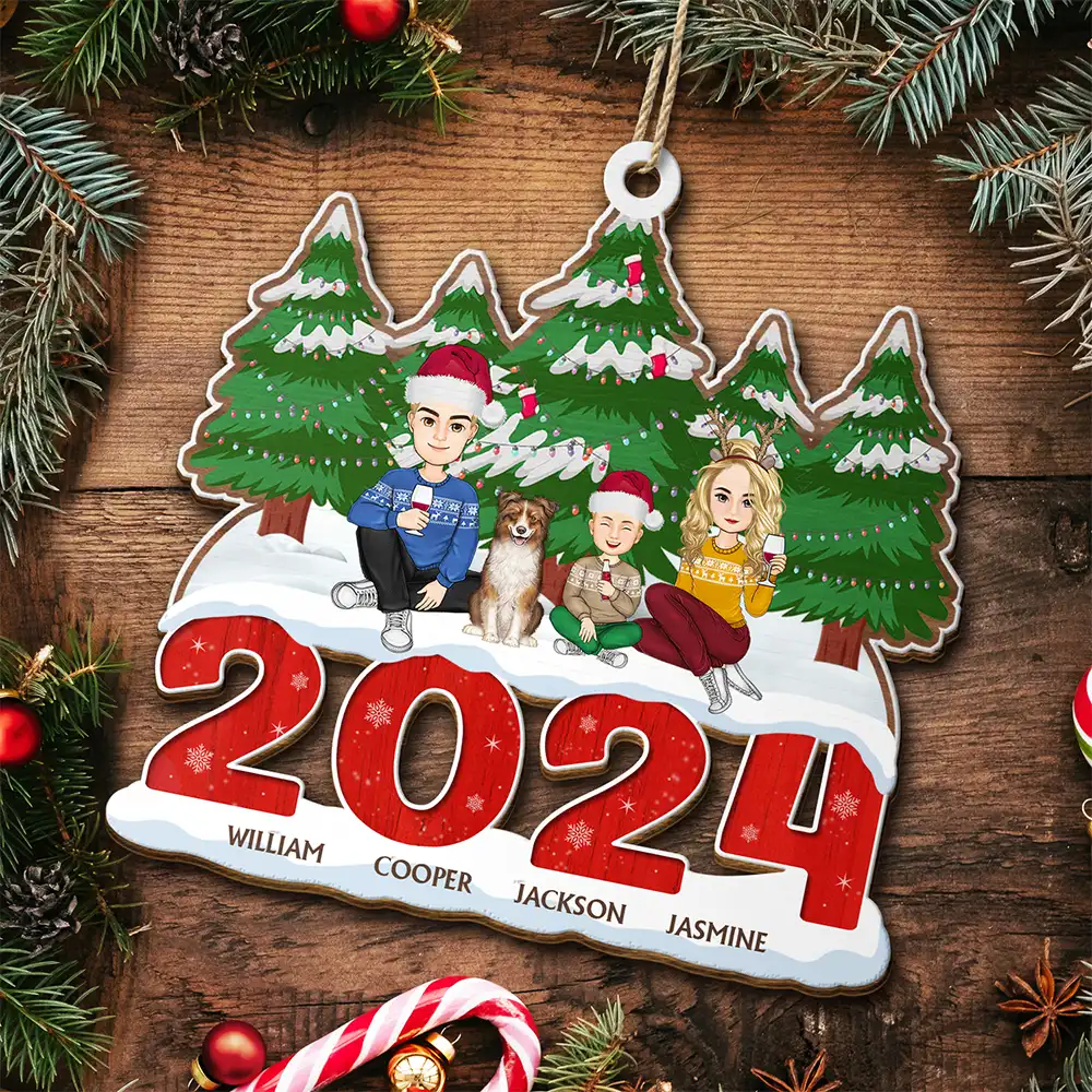 2024 Christmas Small Family A Whole Lot Of Love - Personalized Wooden Cutout Ornament - Image 6