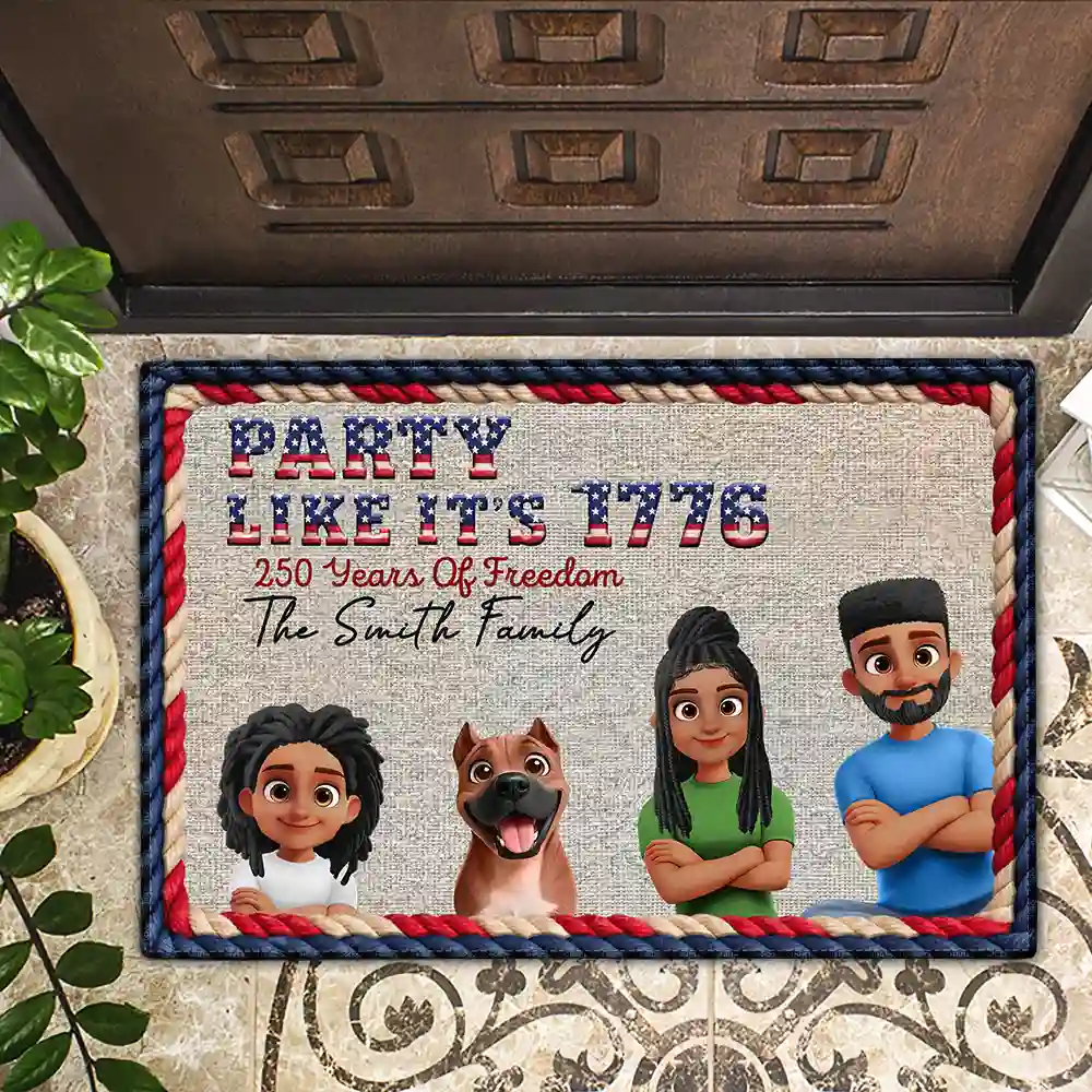 250 Years Of Freedom Family Dog Cat - Personalized Doormat - Image 2