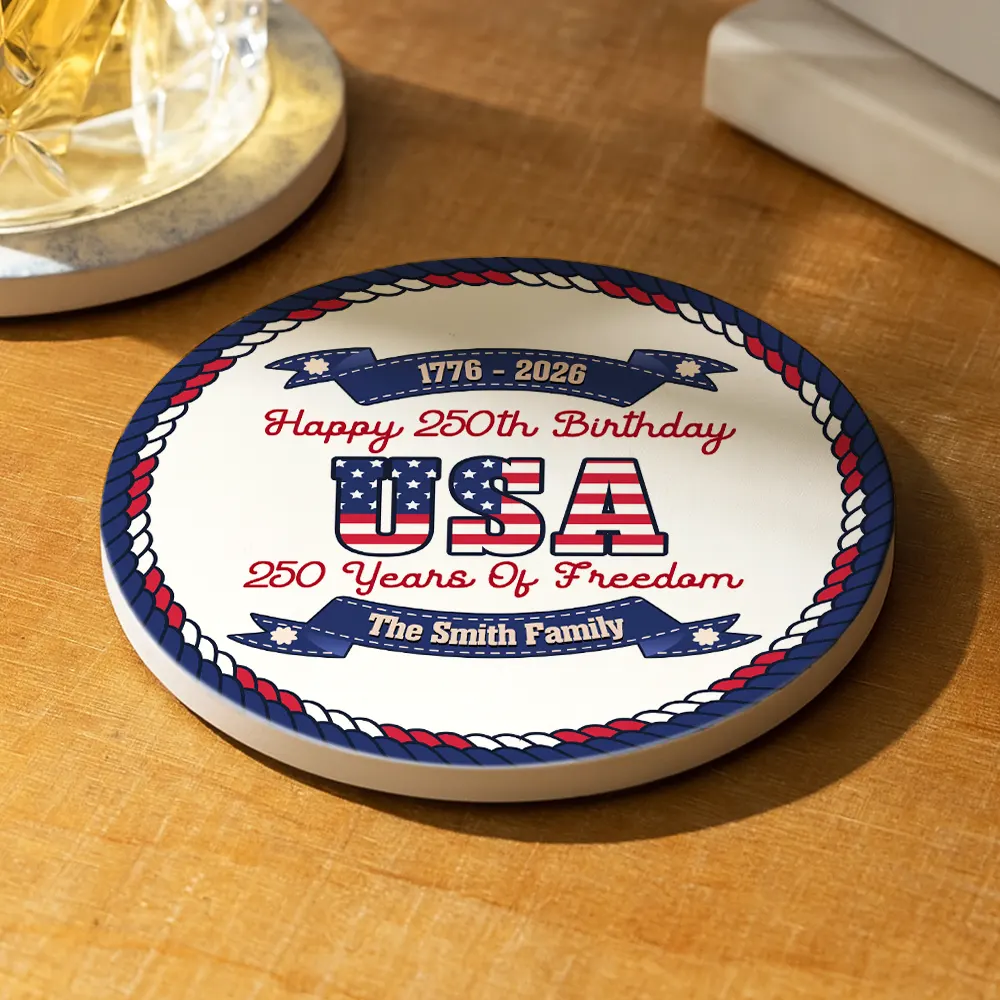 250 Years Of Freedom US Independence Day - Personalized Ceramic Coaster - Image 2