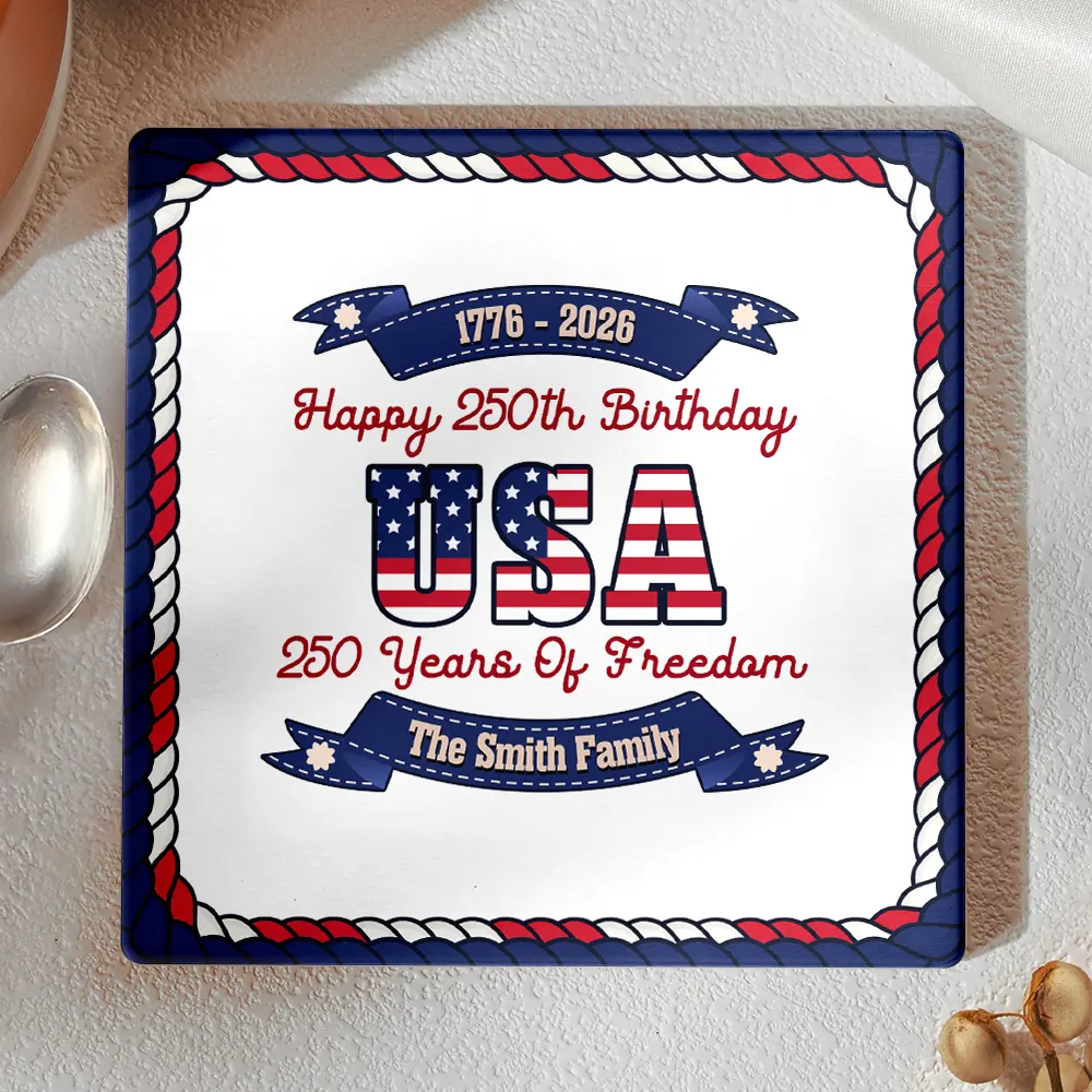 250 Years Of Freedom US Independence Day - Personalized Ceramic Coaster - Image 3