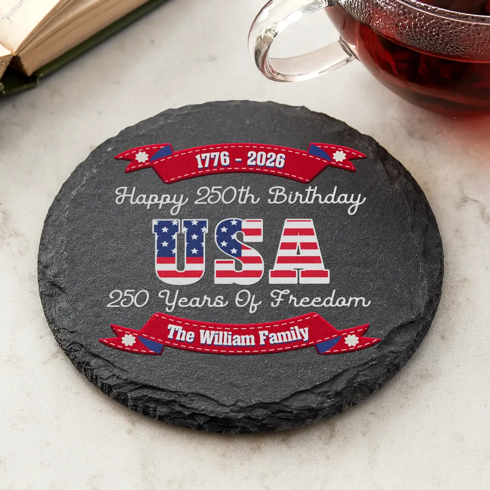 250 Years Of Freedom US Independence Day - Personalized Slate Coaster - Image 2