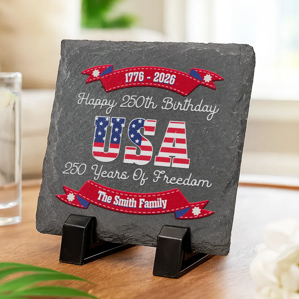250 Years Of Freedom US Independence Day - Personalized Slate Coaster - Image 3