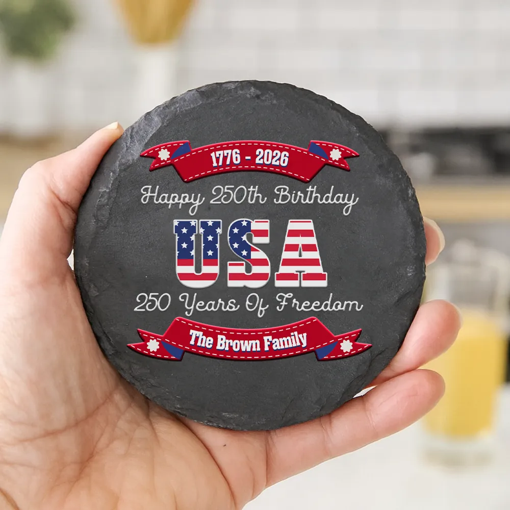 250 Years Of Freedom US Independence Day - Personalized Slate Coaster - Image 4