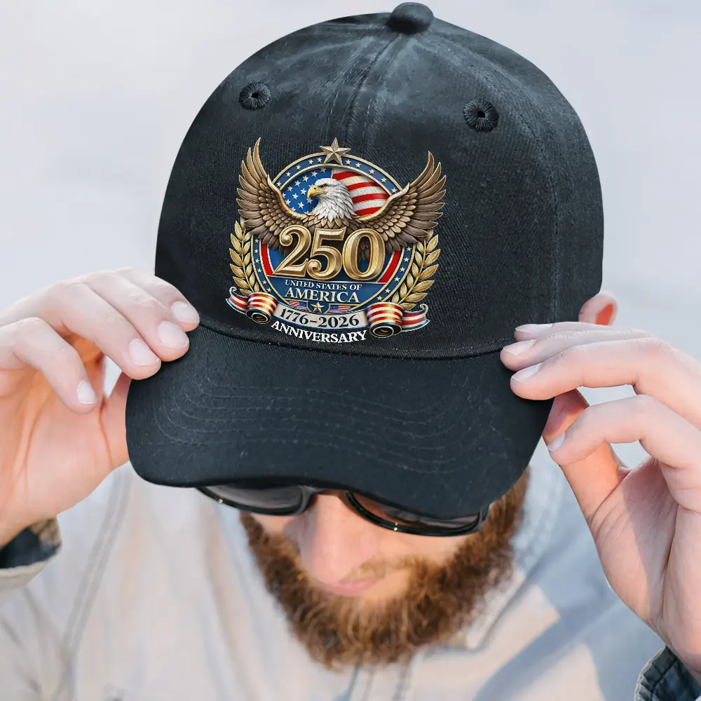 250th Anniversary Eagle US Independence Day - Vintage Washed Denim Cap - Image 2