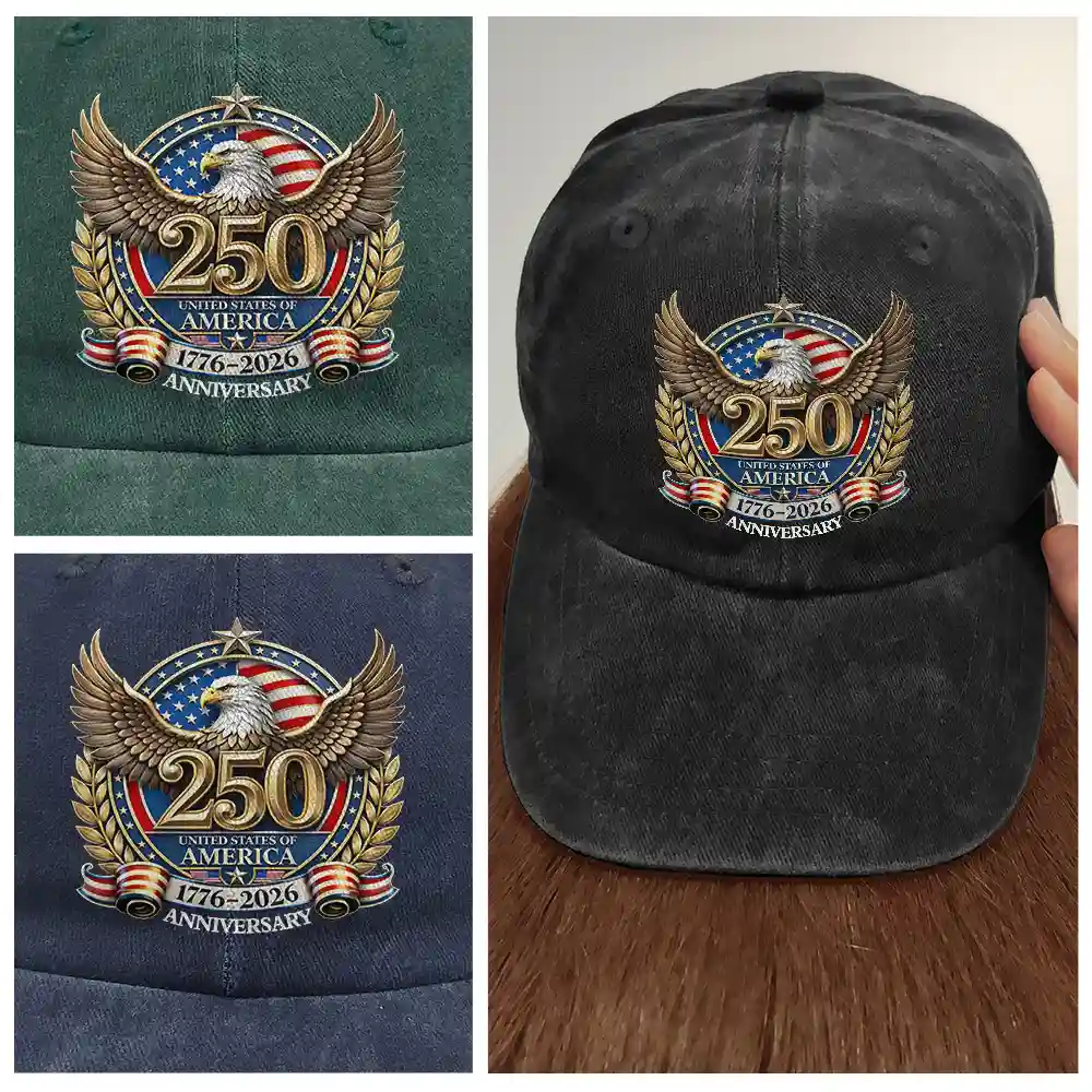250th Anniversary Eagle US Independence Day - Vintage Washed Denim Cap - Image 4
