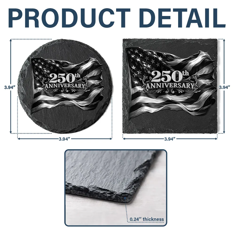250th Anniversary US Independence Day - Personalized Slate Coaster - Image 5