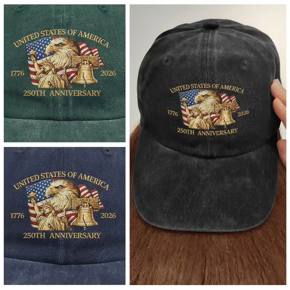 250th Anniversary US Liberty Bell Eagle - Vintage Washed Denim Cap - Image 4