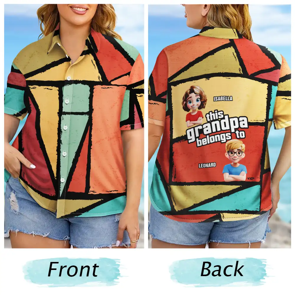 3D Cartoon Kid This Papa Grandpa Dad Belong To - Personalized Hawaiian Shirt - Image 6