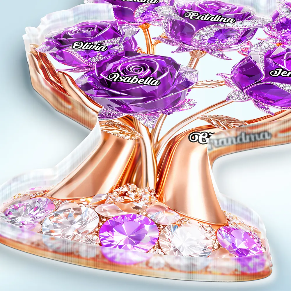 3D Crystal Effect Mom’s Love In Bloom - Personalized Custom Shaped Acrylic Plaque - Image 3