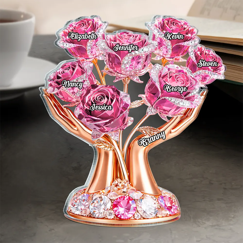 3D Crystal Effect Mom’s Love In Bloom - Personalized Custom Shaped Acrylic Plaque - Image 4