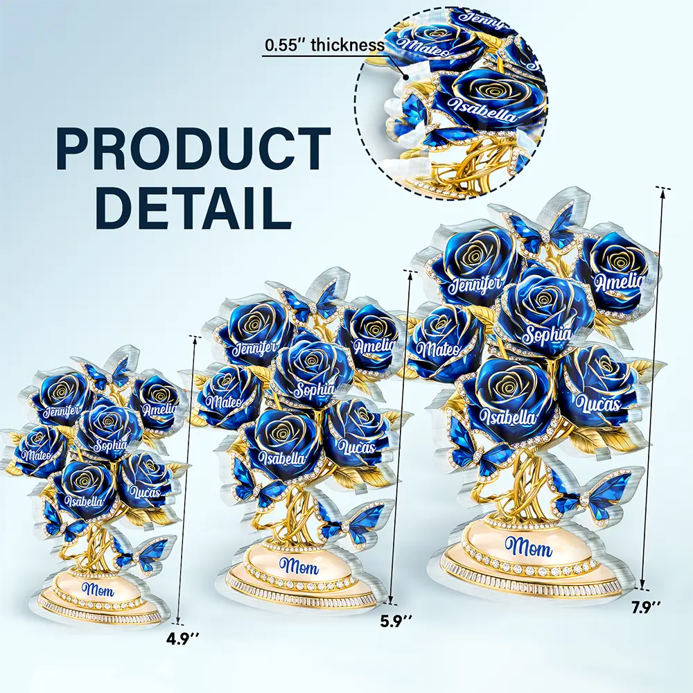 3D Crystal Effect Roses Mom’s Everlasting Love - Personalized Custom Shaped Acrylic Plaque - Image 5