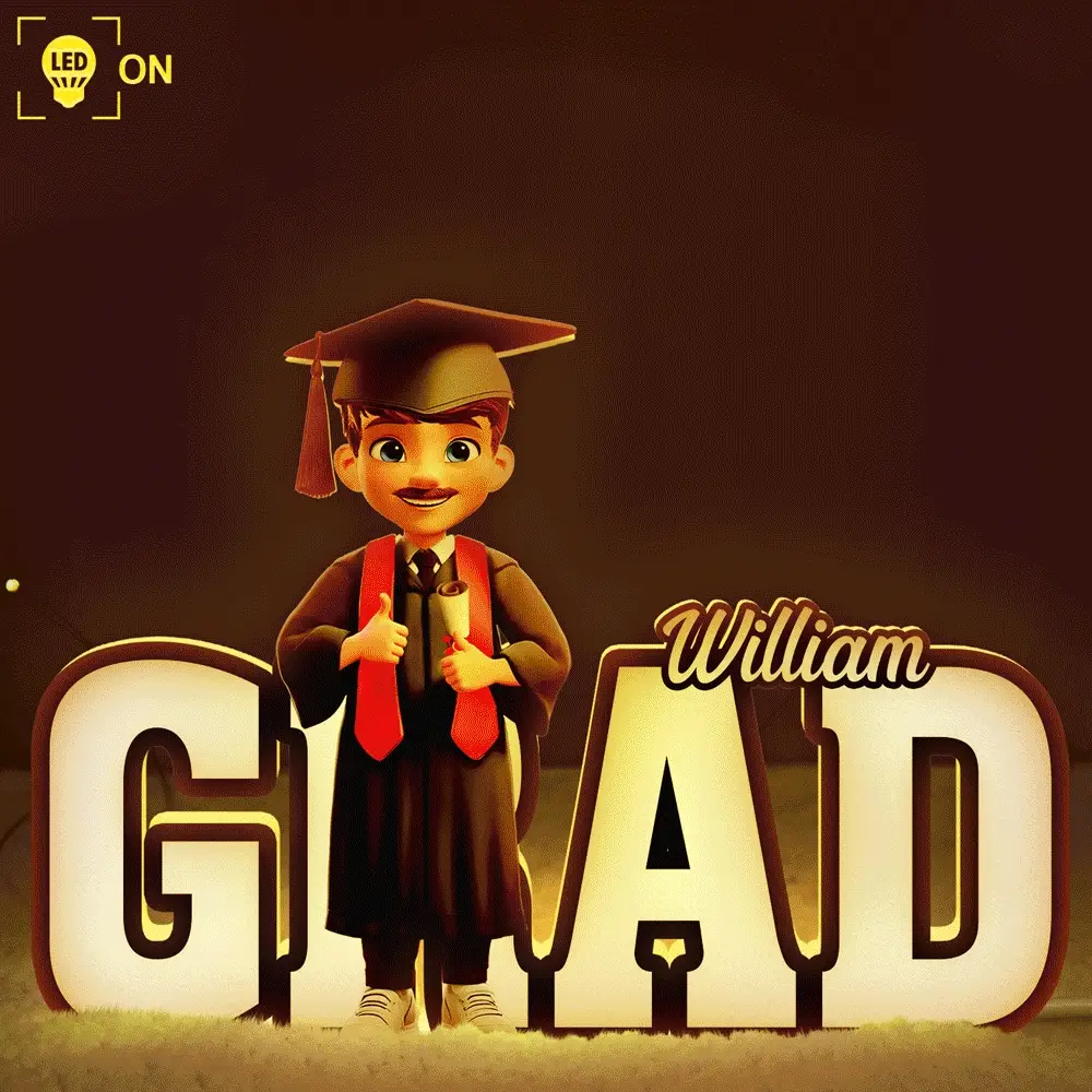 3D Effect Congrats Graduation - Personalized Custom Shapes Light Box - Image 2