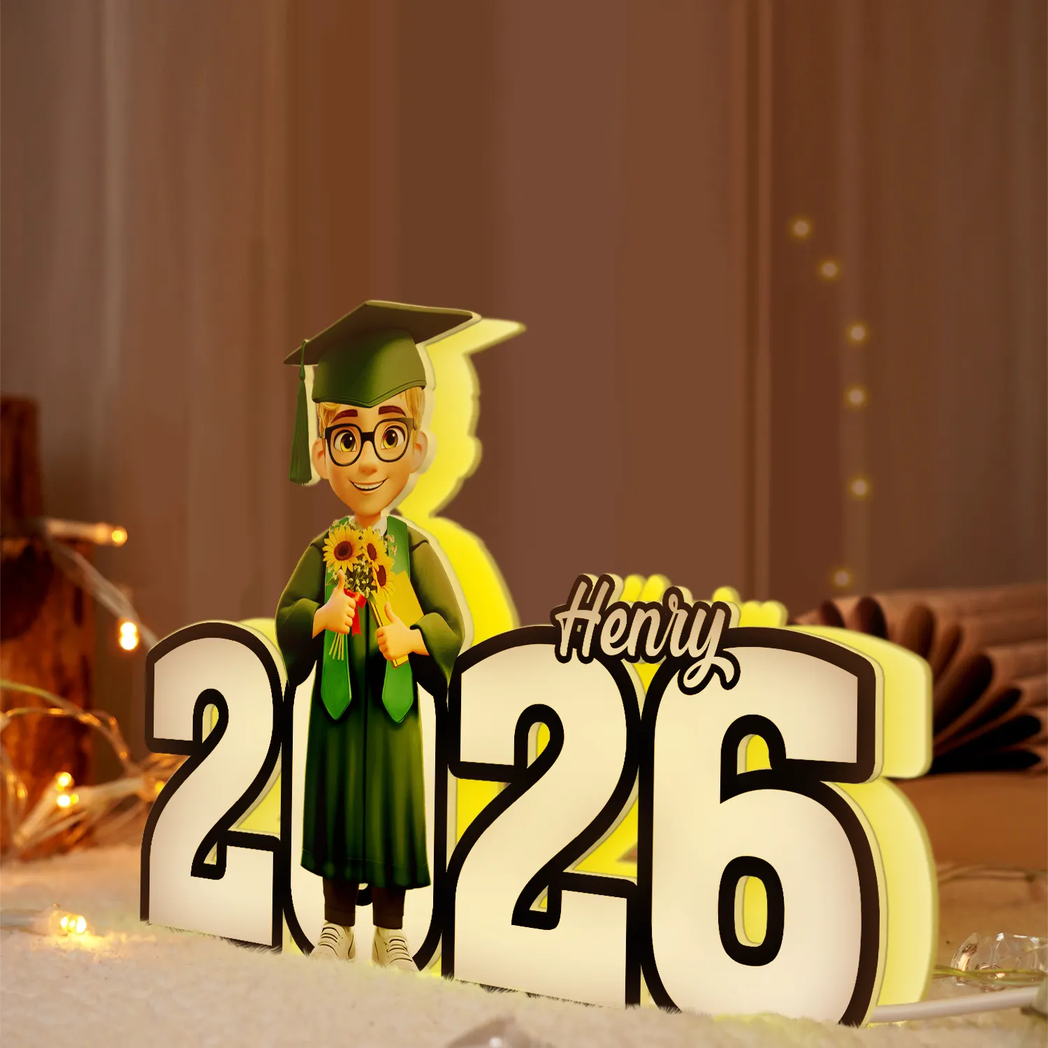 3D Effect Congrats Graduation - Personalized Custom Shapes Light Box - Image 4