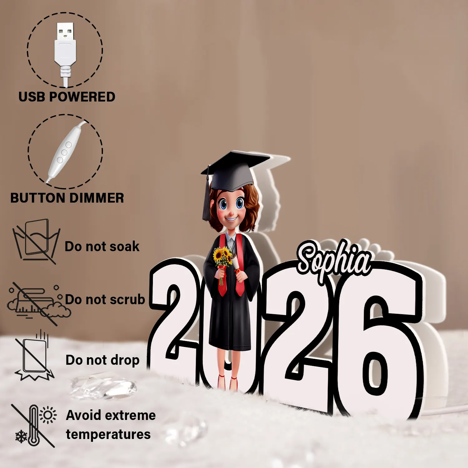 3D Effect Congrats Graduation - Personalized Custom Shapes Light Box - Image 6