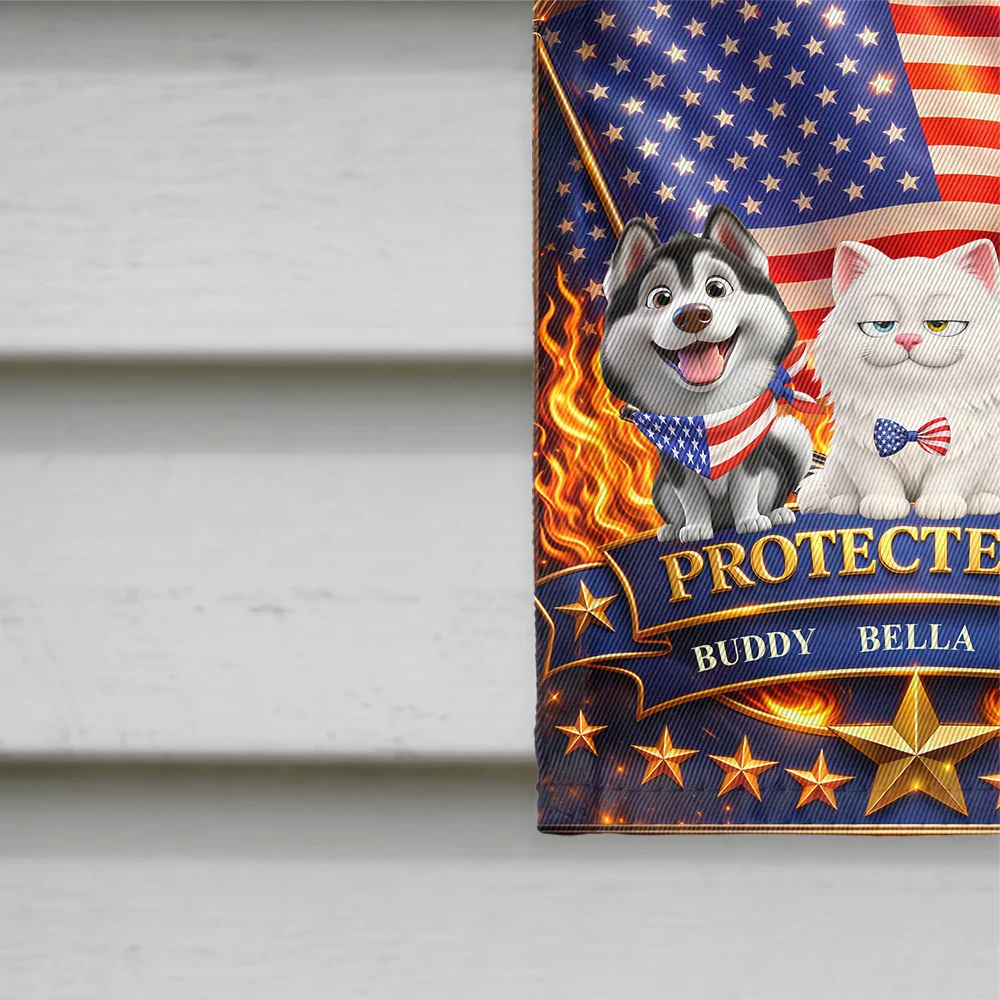 3D Effect 250 Years Of Freedom Protected By Dog Cat - Personalized Flag - Image 4