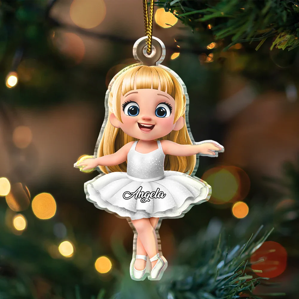 3D Effect Ballet Kid Girl - Personalized Custom Shaped Acrylic Ornament - Image 3