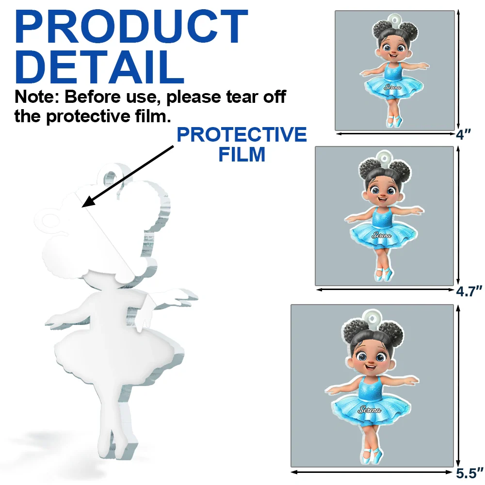 3D Effect Ballet Kid Girl - Personalized Custom Shaped Acrylic Ornament - Image 6