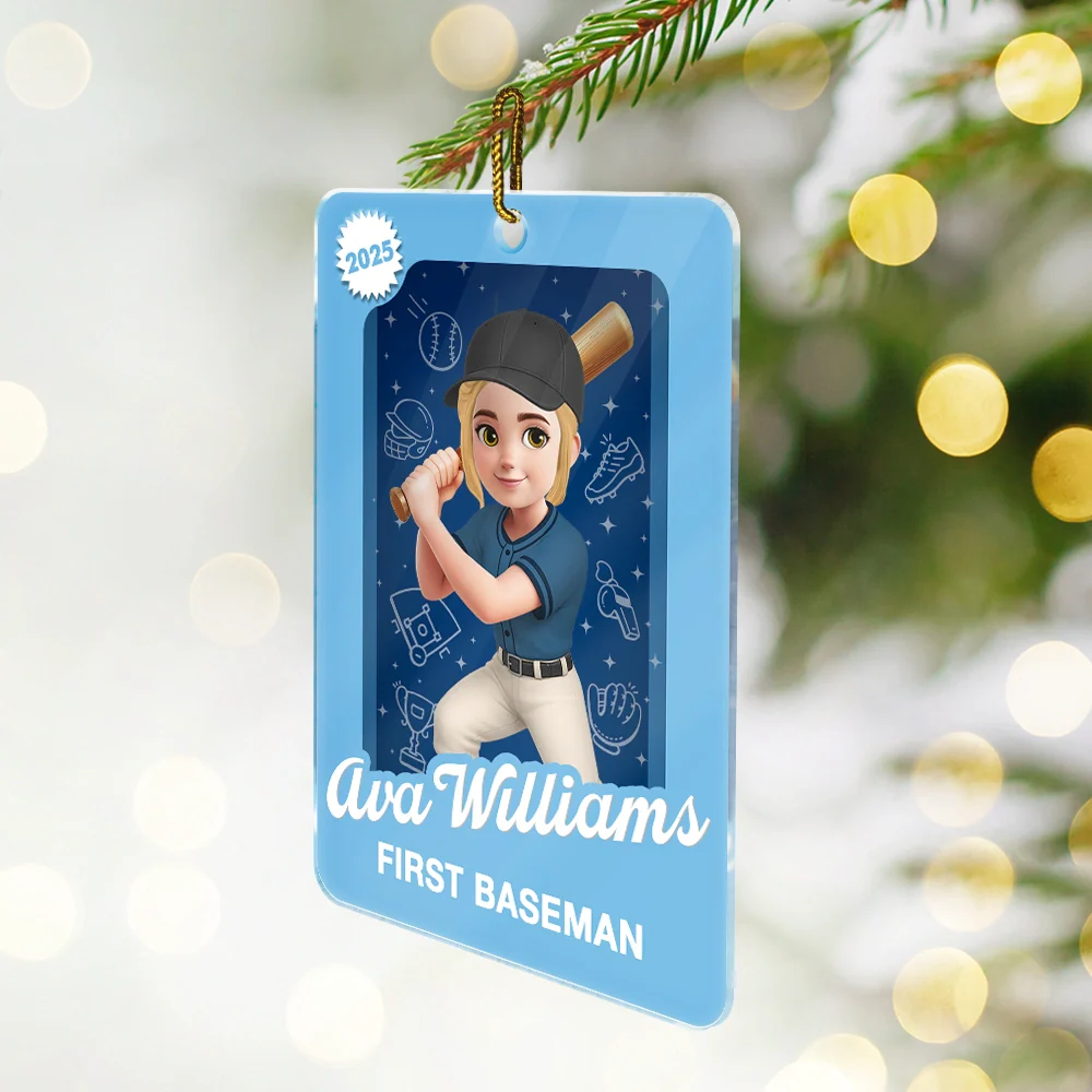 3D Effect Baseball Girl Boy Toy Box - Personalized Custom Shaped Acrylic Ornament - Image 2