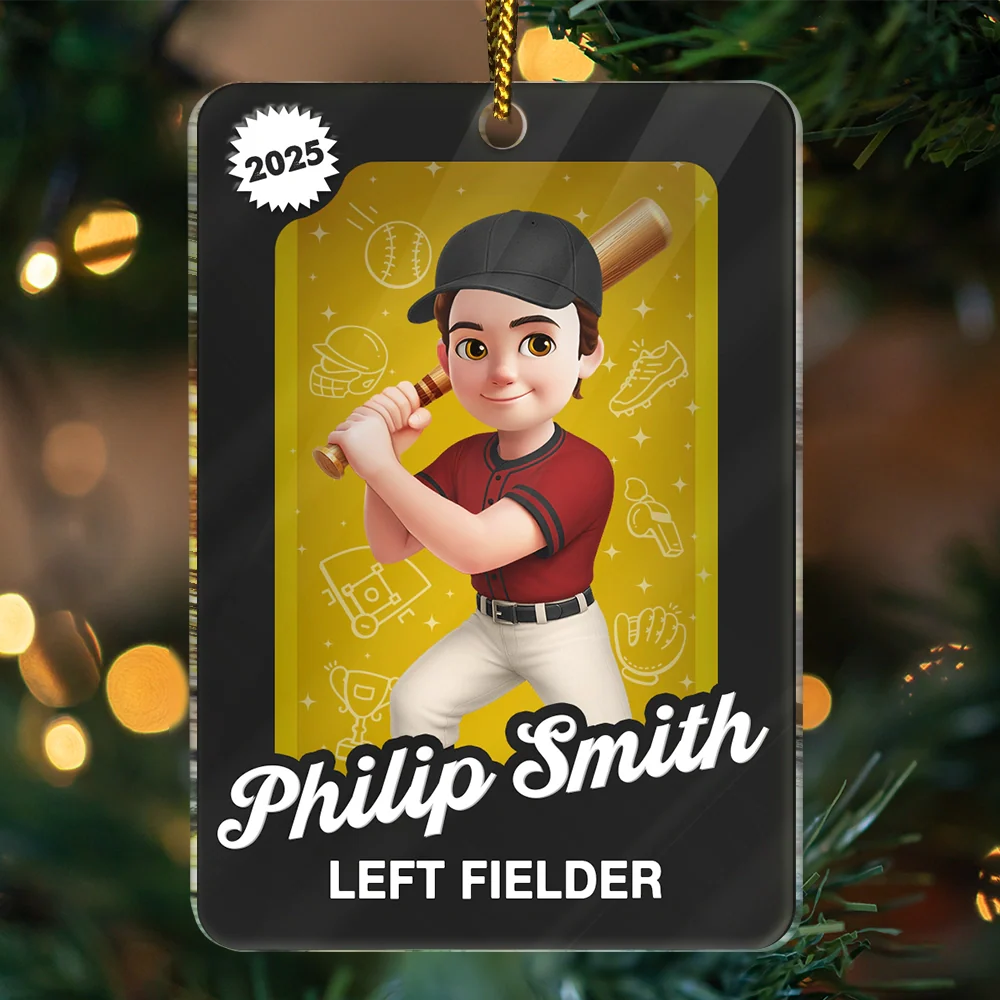 3D Effect Baseball Girl Boy Toy Box - Personalized Custom Shaped Acrylic Ornament - Image 3
