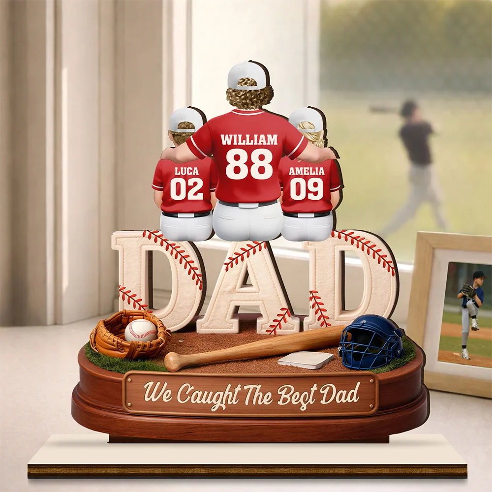 3D Effect Baseball We Caught The Best Mom Dad - Personalized Custom Shaped Wooden Plaque - Image 2