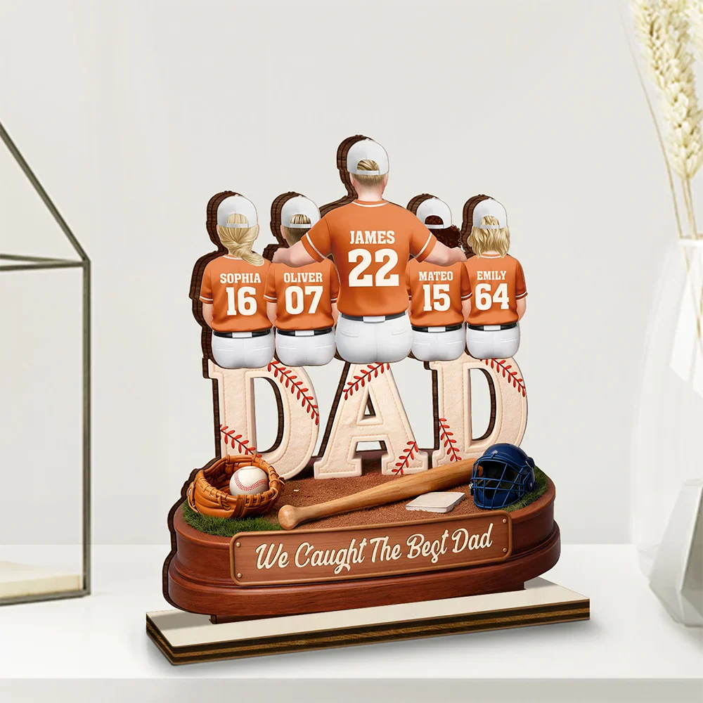 3D Effect Baseball We Caught The Best Mom Dad - Personalized Custom Shaped Wooden Plaque - Image 3