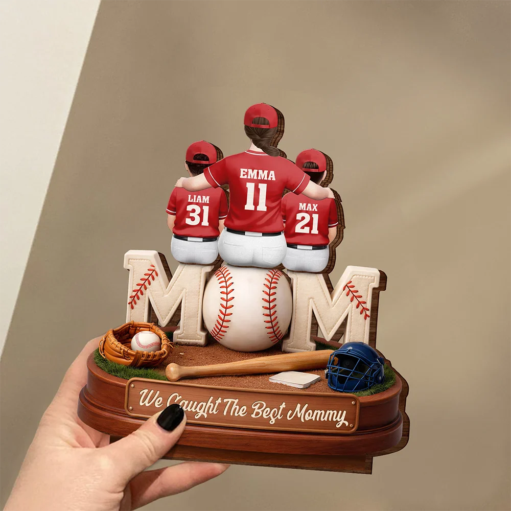 3D Effect Baseball We Caught The Best Mom Dad - Personalized Custom Shaped Wooden Plaque - Image 4