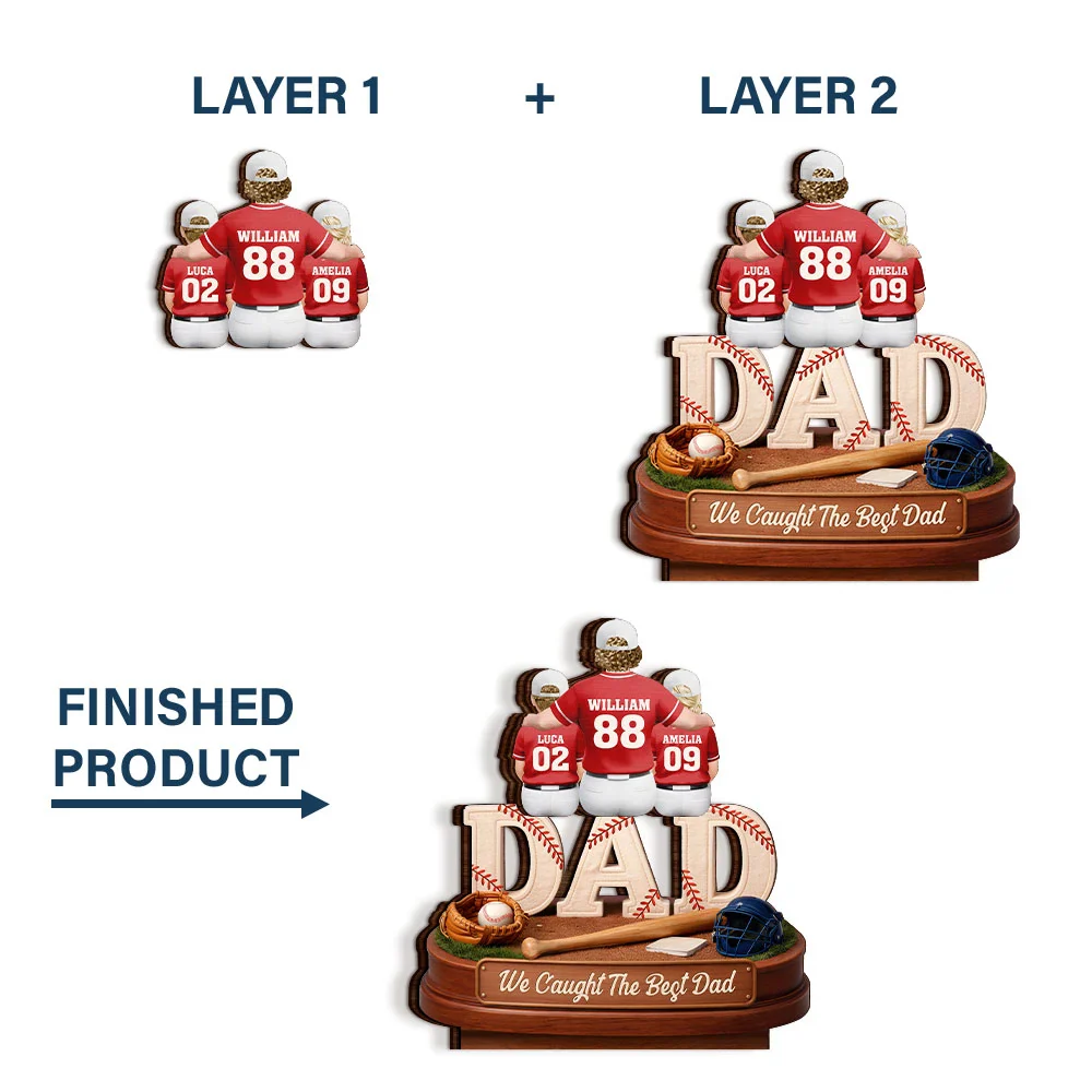 3D Effect Baseball We Caught The Best Mom Dad - Personalized Custom Shaped Wooden Plaque - Image 6