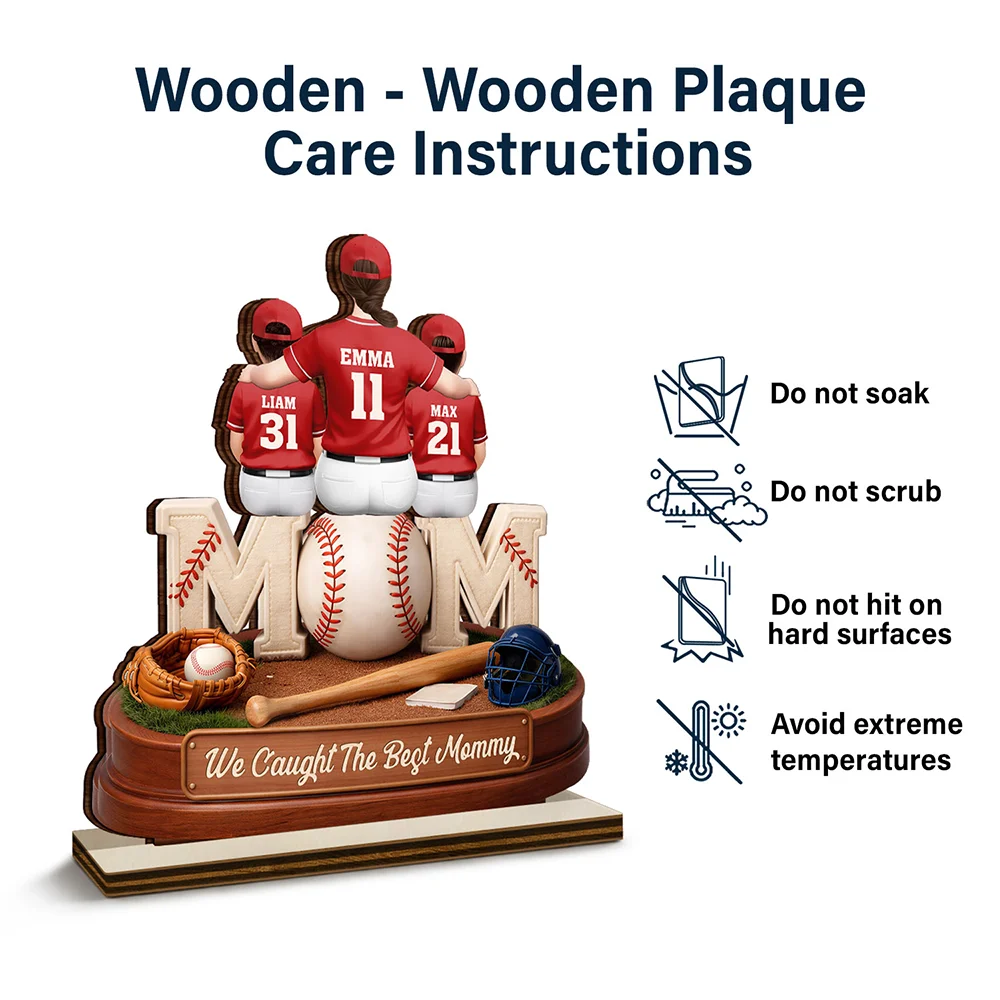 3D Effect Baseball We Caught The Best Mom Dad - Personalized Custom Shaped Wooden Plaque - Image 7