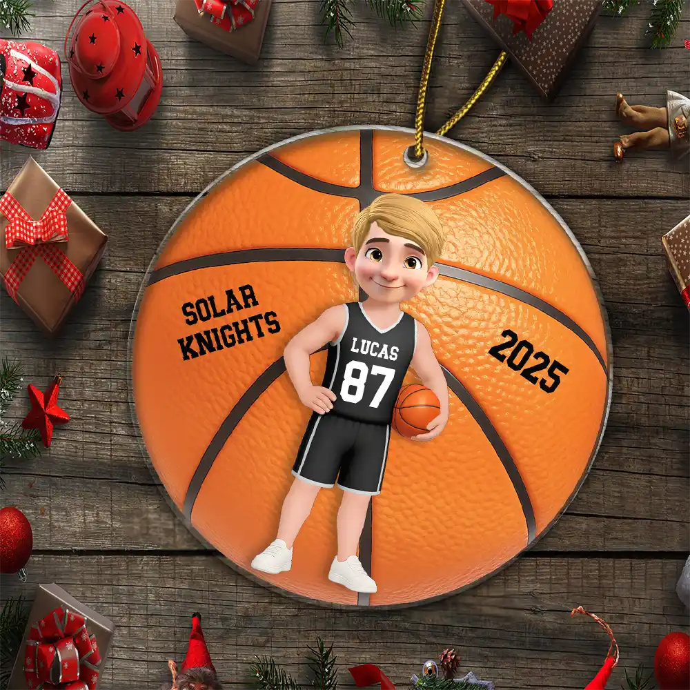 3D Effect Basketball Girl Boy - Personalized Custom Shaped Acrylic Ornament - Image 5